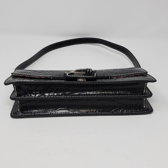 VINTAGE LIZ CLAIBORNE MINI PURSE SHOULDER BAG FAUX CROC LEATHER PINK INTERIOR - Picture 6 of 16